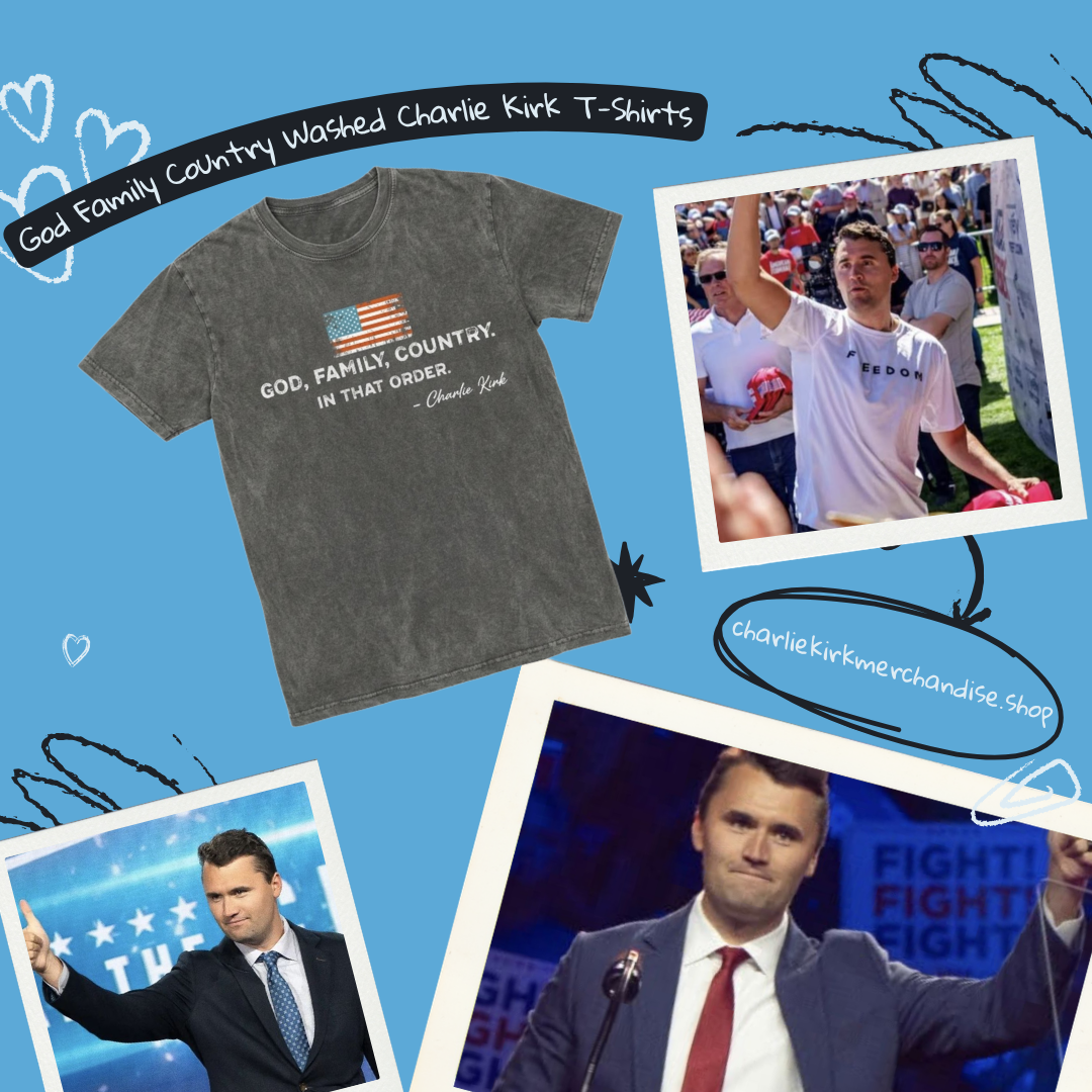 God Family Country PTTT2505 Washed  Charlie Kirk T-Shirts